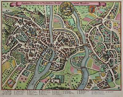 #ad Bamberg Original View Of Merian from The Year 1648 Rare Copperplate $478.27