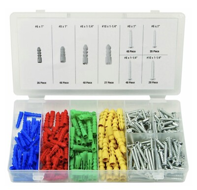 Metal Screw amp; Anchor Assortment Set 285 Pc. Hanging Mounting On Wall Drywall $10.75
