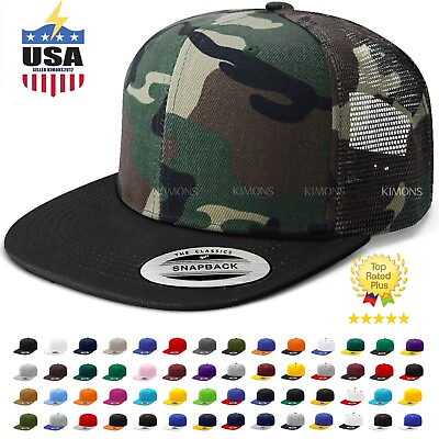 #ad Snapback Hat Hip Hop Trucker Flat Baseball Cap Mesh Plain Blank Men Army CS 1 $8.65