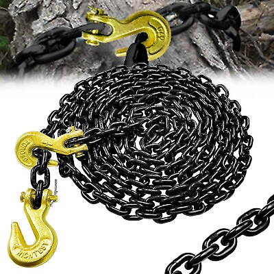 #ad G80 Transport Binder Chain 1 4 Inch x 14 Ft Tow Chain with Clevis Grab Hooks $31.84