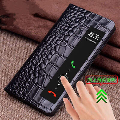 #ad Genuine Leather Crocodile Flip Case fr Huawei Mate 60 RS Smart Window View Cover $37.98