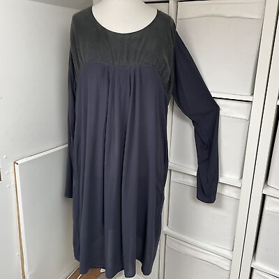 #ad Privatsachen Dress One Size Navy Blue Silk Blend amp; Crepe Tulip Style Long Sleeve GBP 100.00