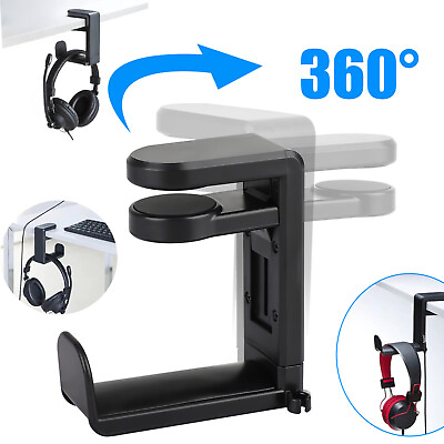 360° Gaming Headphone Hook Holder Hanger Headset Under Desk Earphone Stand Mount $10.98