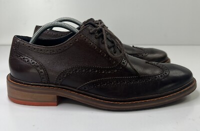 #ad Cole Haan Colton Wingtip Oxfords Brown Leather Brogue Lace Up Almond Toe Men#x27;s 9 $35.00