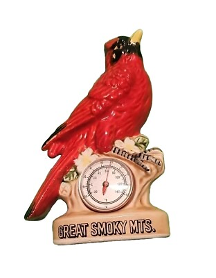 #ad VINTAGE Great Smoky Mountain Ceramic Cardinal Thermometer $14.95