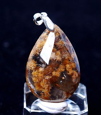 #ad Natural Gold Rutilated Quartz Crystal quot;Stone Inside Stonequot; Silver Pendant 9.69g $195.99