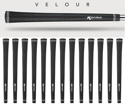 #ad Lot of 13 Karma Velour Black Standard Size .600 Round Golf Club Grips 51g NEW $21.75