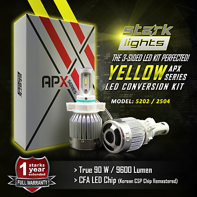 #ad Stark 90W 9600LM LED 3000K Yellow Chip Fog Light Conversion Kit Bulbs PAIR 5202 $47.79
