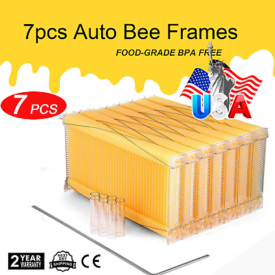 #ad 7 Pcs Auto Plastic Honey Flow Hive Beehive Frames for Super Brood Beekeeping Box $108.79