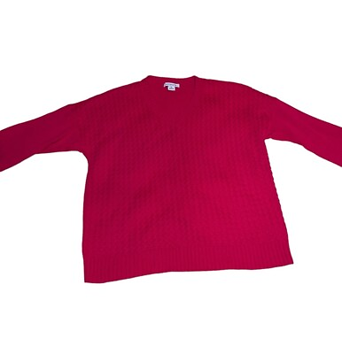 #ad Liz Claiborne Women’s Red V Neck Sweater Size XL Cotton Acrylic Cottage Comfort $9.99