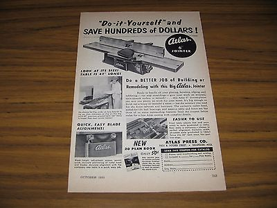 #ad 1953 Print Ad Atlas Jointer Power Tools KalamazooMI $10.93