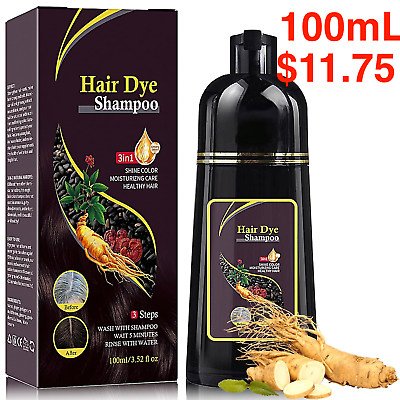 #ad 100ml Permanent Natural Brown Hair Dye Shampoo Fast Hair Dye Shampoo 3 In One $11.75
