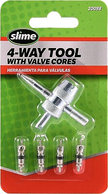 #ad Slime 20088 Valve Tool 4 Way Plus Valve Cores for All Types of Tire $5.99