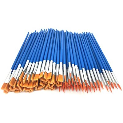 #ad 120 Pcs Flat and Round Paint Brushes SetKids Small Brushes Bulk Pointed Flat... $21.21