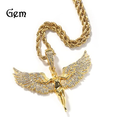 #ad Exquisite Zircon Winged Angel Necklace Free Shipping $15.19