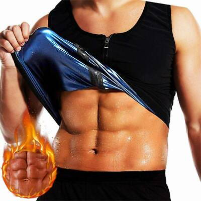 #ad Men Sauna Suit Sweat Vest Tank Tops Weight Loss Shirt Body Shaper Waist Trainer $15.79