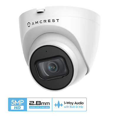 #ad Amcrest UltraHD 5MP Turret PoE Outdoor Security IP Camera IP5M T1179EW Warranty $48.99