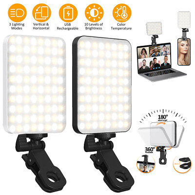 #ad Selfie Light with Front Back Phone Clip High Power 80 LED 2000mAh Rechargeable $21.89