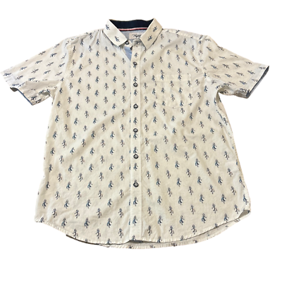 #ad CraftFlow Voyage Sz Medium Hula Girl Aloha Hawaii Button Up Short Sleeve Shirt $16.99