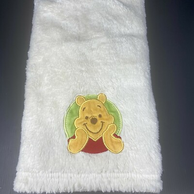 #ad Disney Winnie the Pooh Cream Baby Blanket Applique Green Circle Patch Red Shirt $42.49