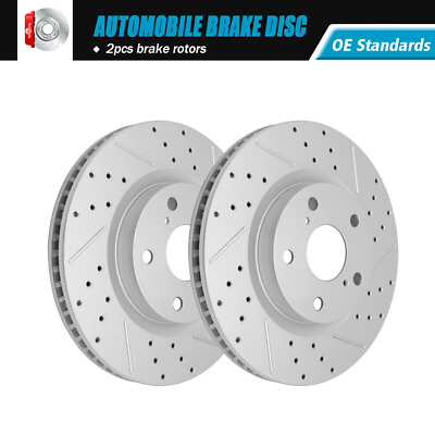 #ad Front Drilled amp; Slotted Brake Rotors For Toyota Rav4 Avalon Camry Lexus Es350 tC $78.51