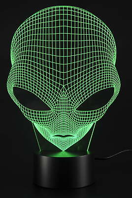 #ad Bisontec 3D Illusion Grow LED Alien Shapes Lamp 7 Colors USB Power $36.88
