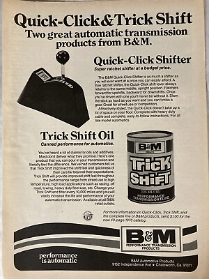 #ad 1976 B amp; M Performance Transmission Products Print Ad Trick Shift Oil $11.99