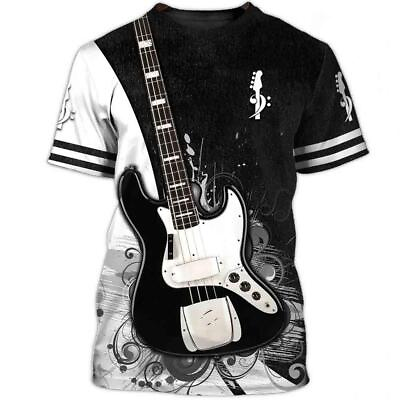 #ad Summer Men#x27;s T Shirts Guitar Graphic 3d Fashion Music T shirt Pullover Short Sle $12.78