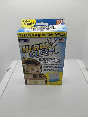 #ad HurriClean Automatic Toilet amp; Tank Cleaner 3 Powder Packets Total NEW $12.99