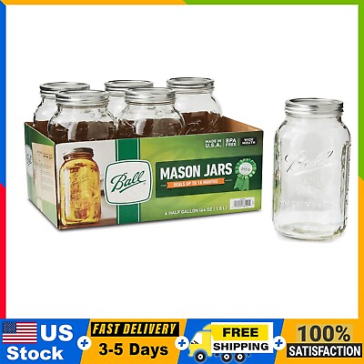 #ad Ball Wide Mouth 64oz Half Gallon Mason Jars with Lids amp; Bands 6 Count Mason Jar $23.99