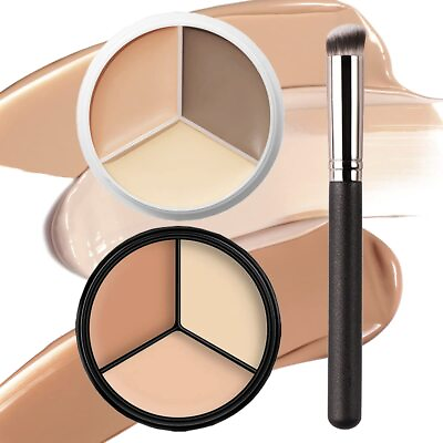 #ad 2 Pcs Tri Color Concealer 3 IN 1 Color Correcting Concealer Cream with Brush... $18.56