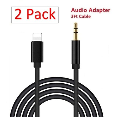 #ad 2 Pack For iPhone XR 11 12 13 Pro Max 8 Pin to 3.5mm AUX Audio Car Adapter Cord $6.25