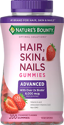 #ad Nature#x27;s Bounty Optimal Solutions Advanced Hair Skin Nails 2X Biotin 200 $26.26