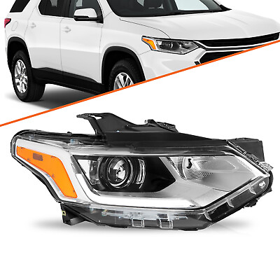 #ad for 2018 2021 Chevy Traverse Chrome Xenon Passenger Side Headlight w LED DRL $132.99