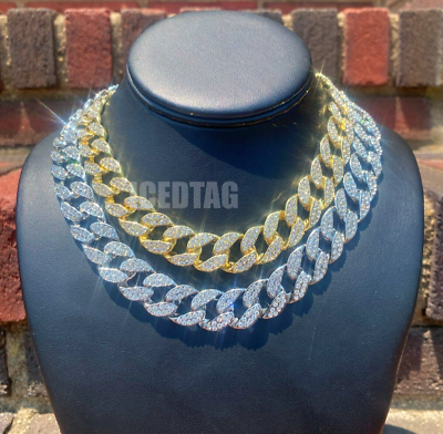 #ad Mens Hip Hop Miami Cuban Link Necklace Bracelet Gold Plated Iced CZ Luxury Chain $23.99