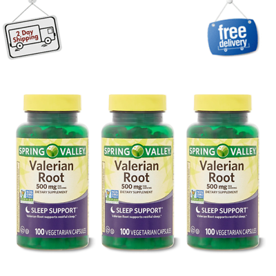 #ad Pack of 3 Spring Valley Valerian Root Capsules for Unisex 500 mg 100 Count $21.99