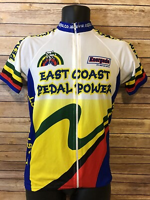 #ad #ad East Coast Pedal Power Cycling Jersey Size Medium Mens Biking Panda Short Sleeve $13.65