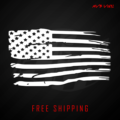 #ad Distressed Tattered American Flag Vinyl Decal Sticker Ripped Torn USA 641 $26.99
