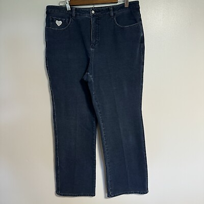 #ad Dream Jeannes Quacker Factory Jeans Womens 14 Cotton Denim Blue Pants $19.95