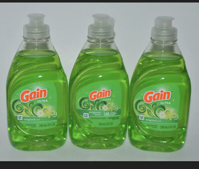 #ad LOT OF 3 GAIN ULTRA ORIGINAL SCENT DISH WASHING LIQUID SOAP WASH 8OZ $14.50