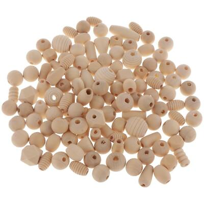#ad 100g Unpainted Wooden Loose Beads Jewelry Making Findings Crafts Ornaments $10.12