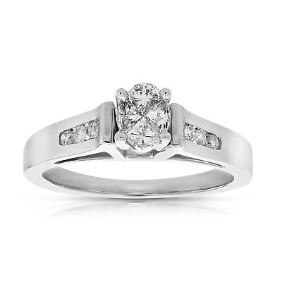 #ad 0.60 cttw Diamond Engagement Ring 14K White Gold Wedding Bridal Size 8 $669.99