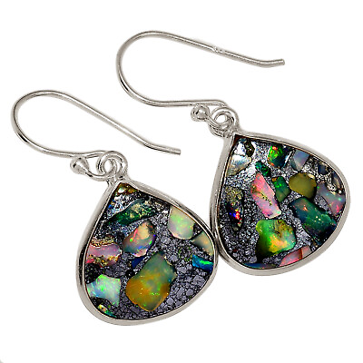 #ad Composite Ethiopian Opal In Quartz 925 Silver Earrings Jewelry ALLE 15730 $14.99