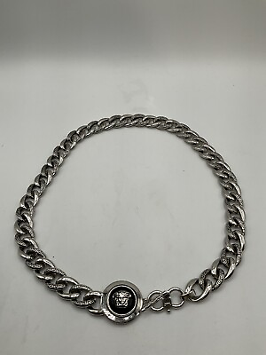 #ad VERSACE Mens Silver MEDUSA Thick Chain 24 In Black Accent Bought At Versace $450.00