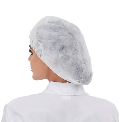 #ad 100 10000Pcs Disposable Bouffant Caps Non woven 24quot; Hair Net Elastic Cap 10gsm $560.00