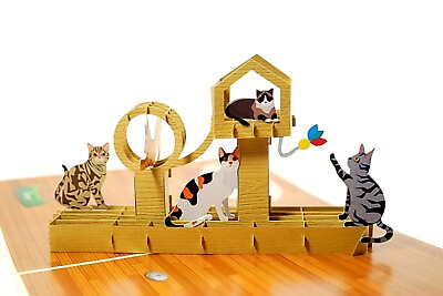#ad Cat Pop Up 3D Happy Birthday Card Cat Birthday Card $11.50