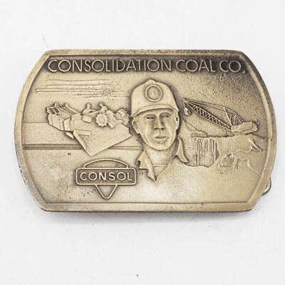 #ad Vintage Consol Coal Mining Mine Brass Belt Buckle Consolidated Coal $31.49