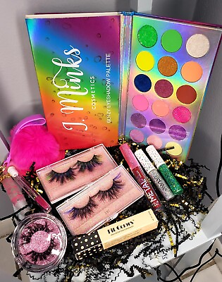 #ad Makeup Bundle Eyelashes Eyeshadow Lip Gloss Glitter Shimmer Matte 9Pcs $35.00