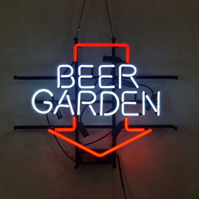 #ad 19quot;x15quot;Beer Garden Arrow Neon Sign Light Bar Pub Wall Hanging Nightlight Artwork $135.00