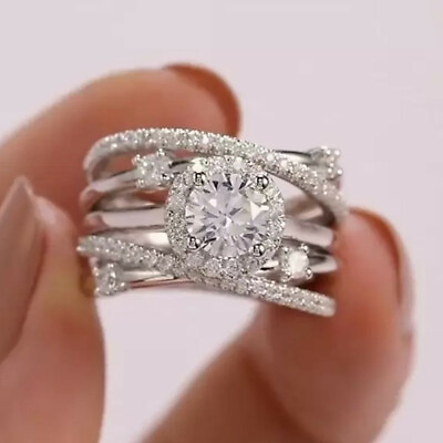 #ad Women Gorgeous Cubic Zircon Wedding Party Ring 925 Silver Jewelry Sz 6 10 C $3.39